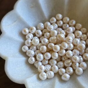 8mm White Pearl Rondelle Beads